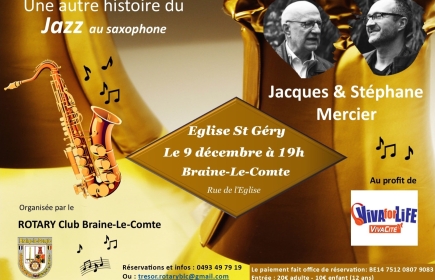 « Une autre histoire du jazz » racontée par Jacques Mercier et son fils Stéphane en anecdotes et au saxophone.