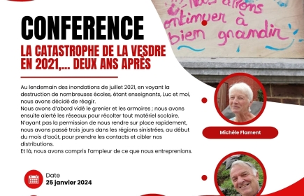 Conférence par Michèle Flament et Luc Provoost : la catastrophe de la Vesdre en 2021,... deux ans après